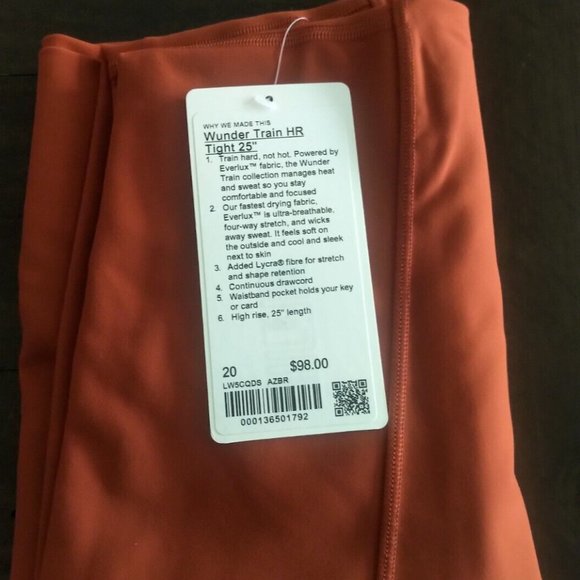 Lululemon Wunder Train HR Tight 25" - Size 20 ~ Aztec Brown - NWT - Picture 5 of 5